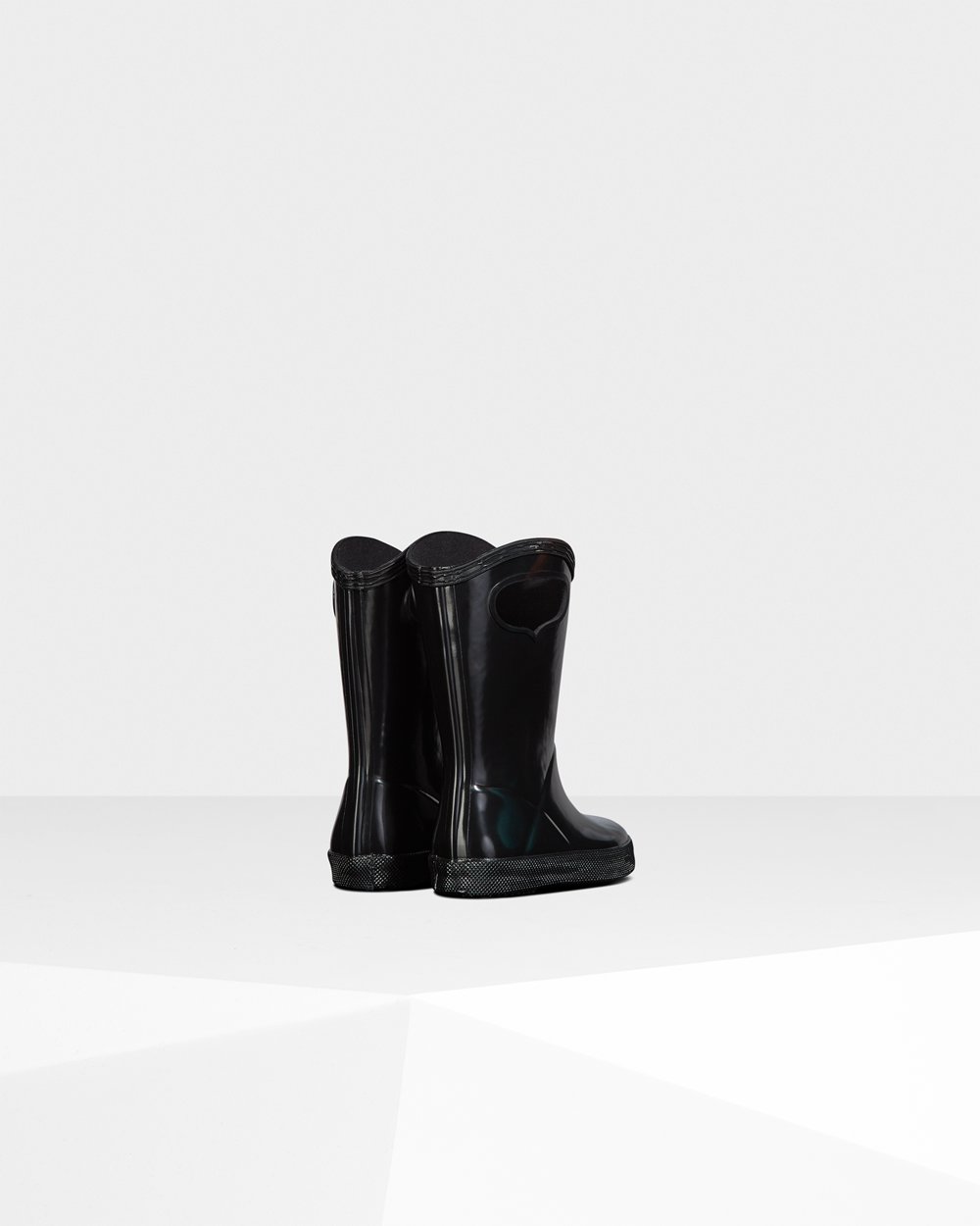 Kids Hunter Original First Classic Grab Handle Gloss | Rain Boots Black | NZ-42380-ZUJI